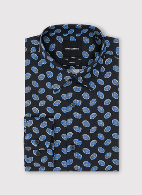 Granatowa koszula w kwiaty