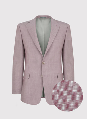 Wełniany różowy gładki garnitur męski