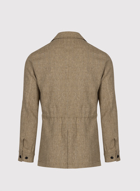 Lniana marynarka safari w kolorze beżowym