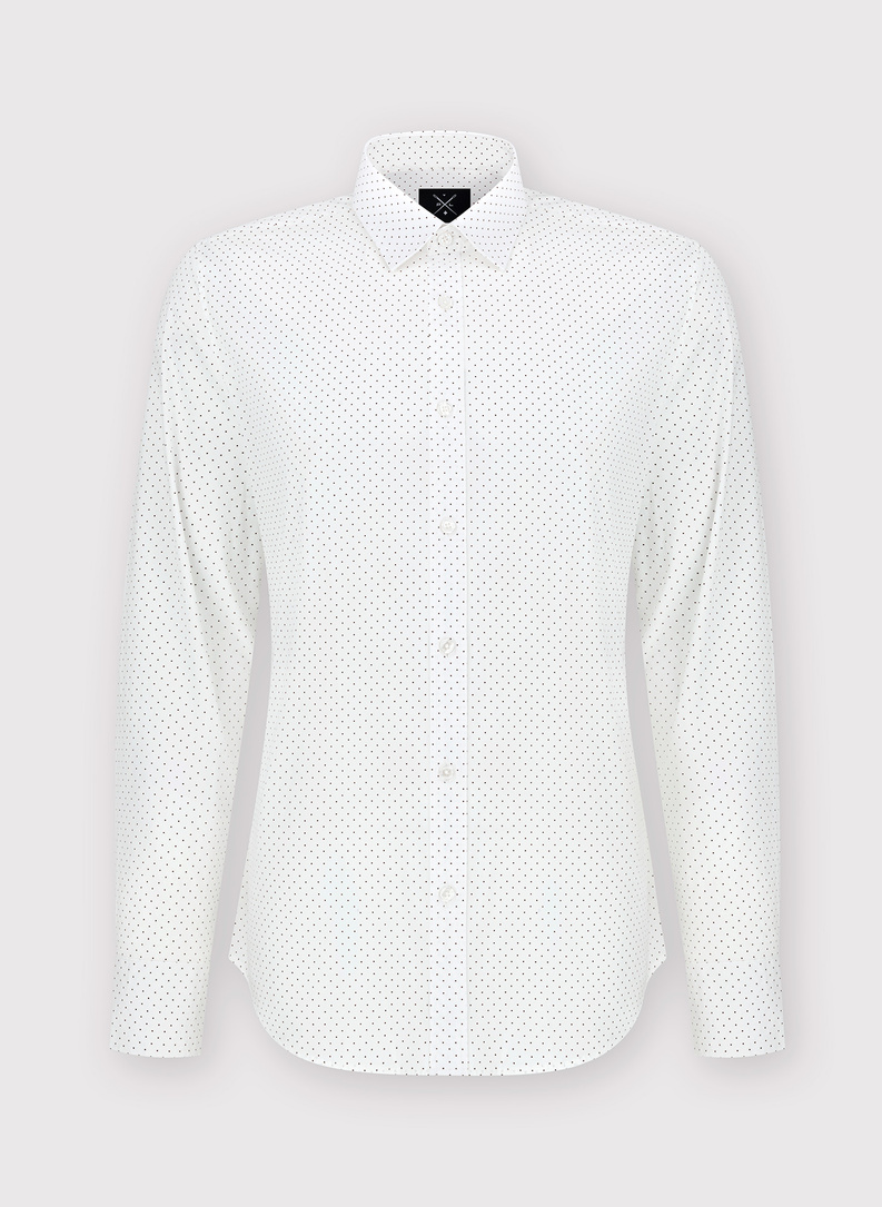 Biała koszula męska w brązowe kropki