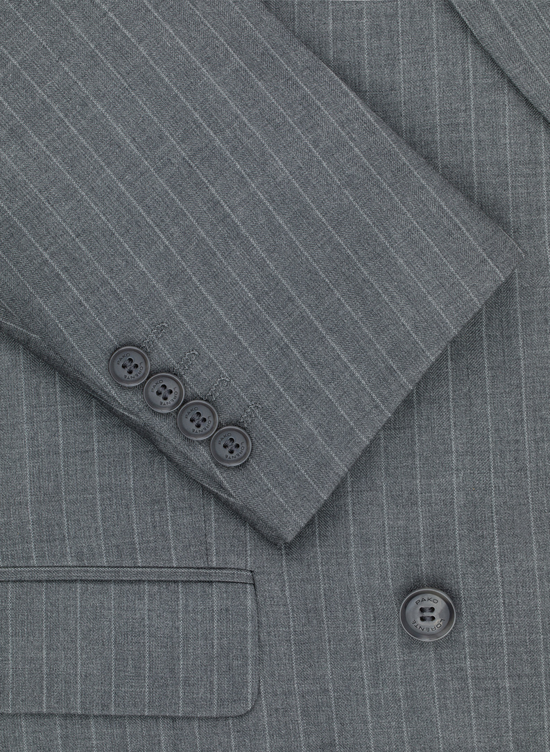 Szara marynarka garniturowa w prążek