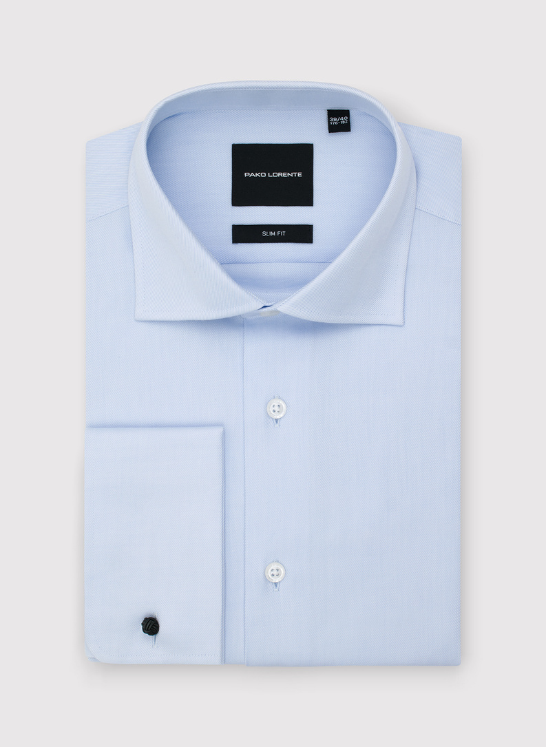 Niebieska koszula męska na spinki