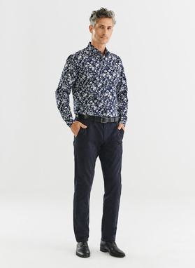 Granatowa kwiecista koszula