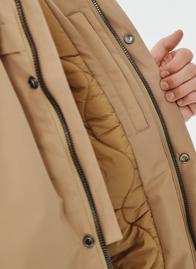 Kurtka męska z kapturem w kolorze beżowym