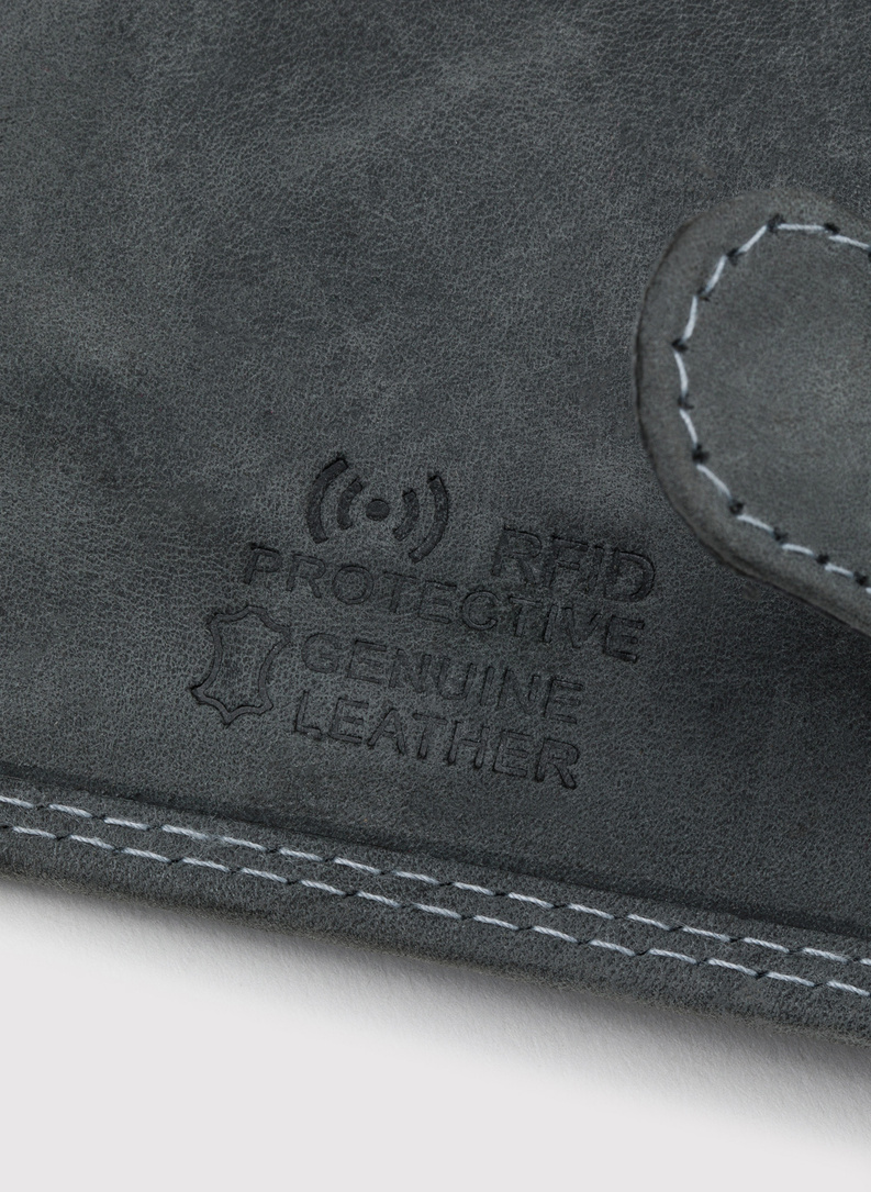 Szary skórzany portfel