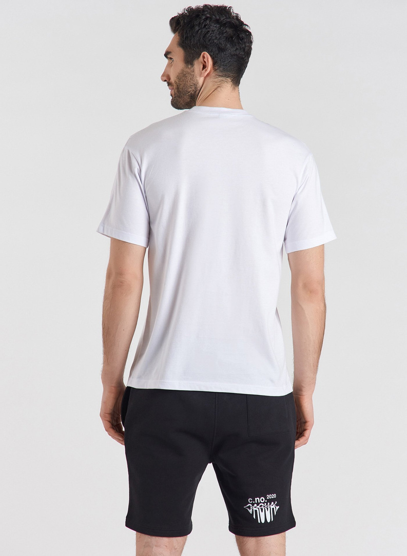 Biały T-shirt z krótkim rękawem oversize C21SF-TX-001-B