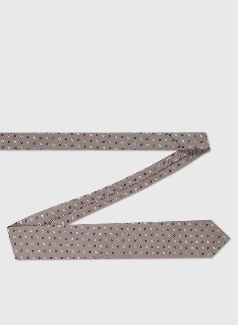 Beżowy krawat w kwiaty