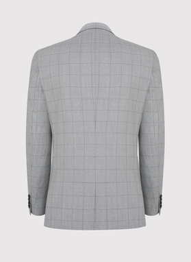 Szara wełniana marynarka garniturowa w kratę