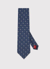 Jedwabny granatowy krawat we wzór