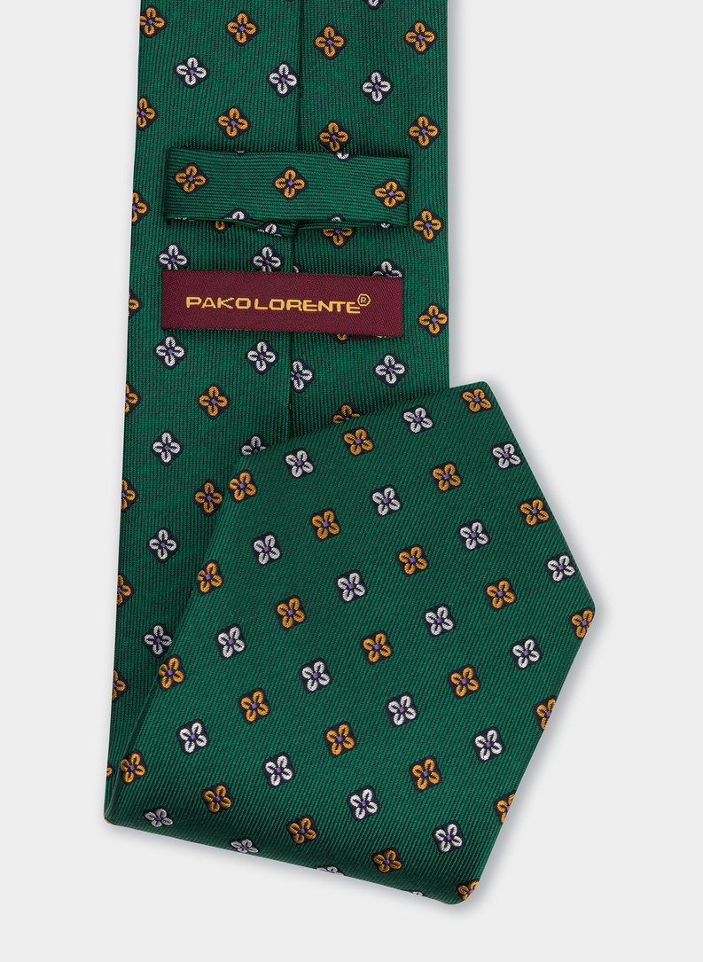 Krawat męski jedwabny zielony P21WP-KX-251-Z
