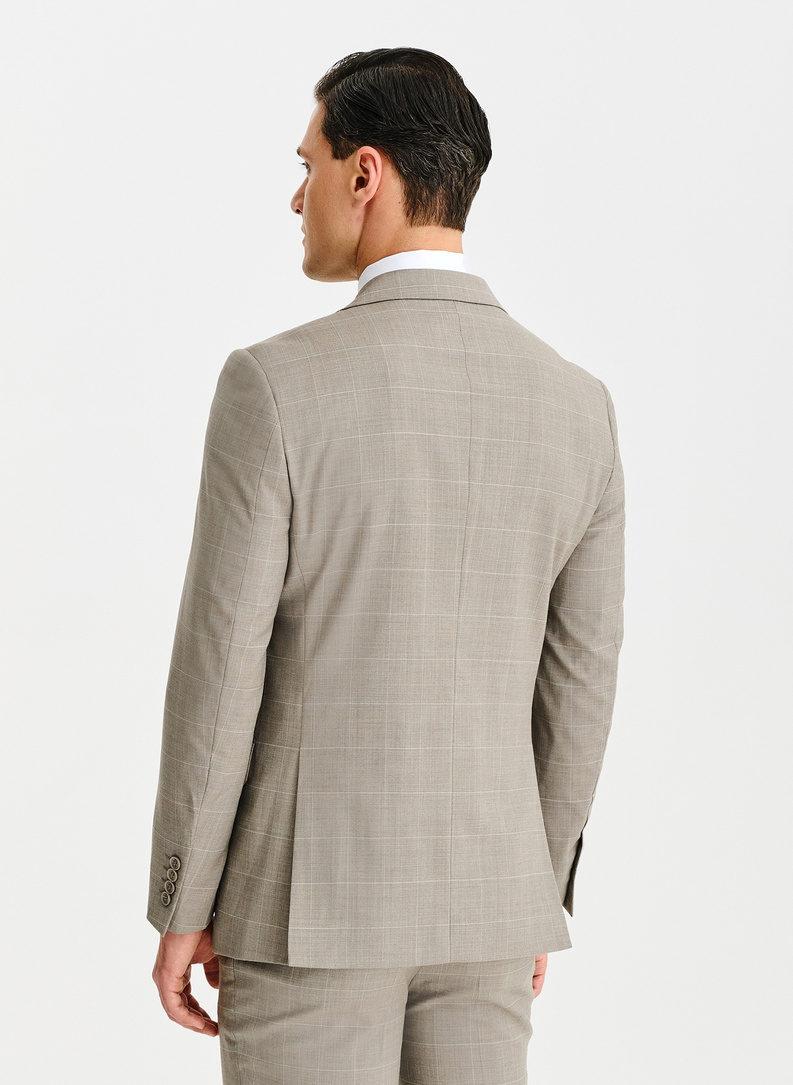 Ślubny dwurzędowy garnitur męski w kratkę