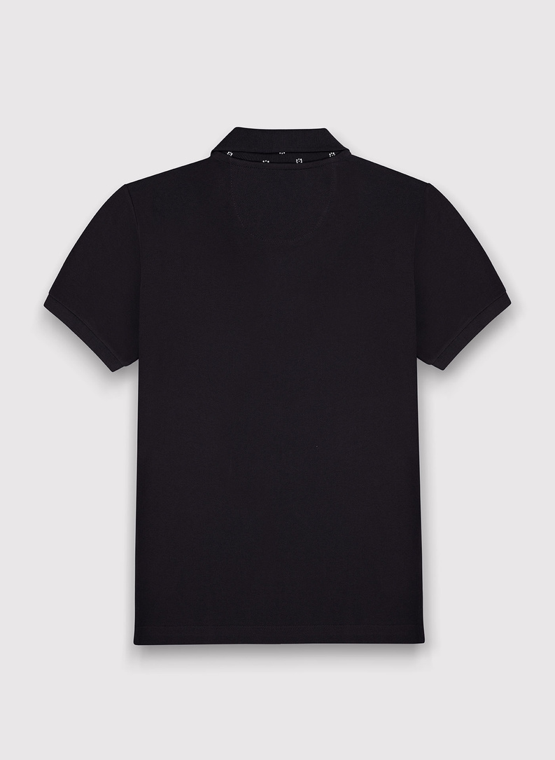Gładki T-shirt polo w kolorze czarnym