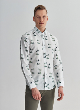 Koszula męska z lnu i bawelny P22SF-1X-011-Z-S