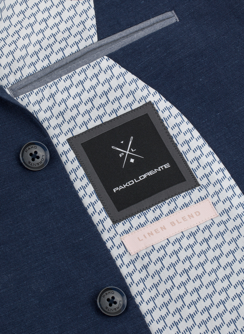 Lniana marynarka męska w kolorze granatowym