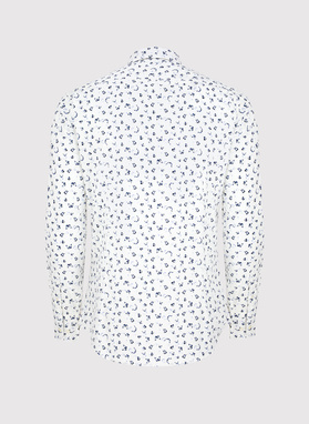 Biała koszula męska w granatowe motylki