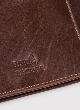Brązowy skórzany portfel męski z klipsem na banknoty 