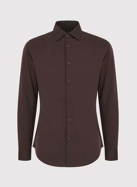 Ciemna brązowa bawełniana koszula męska