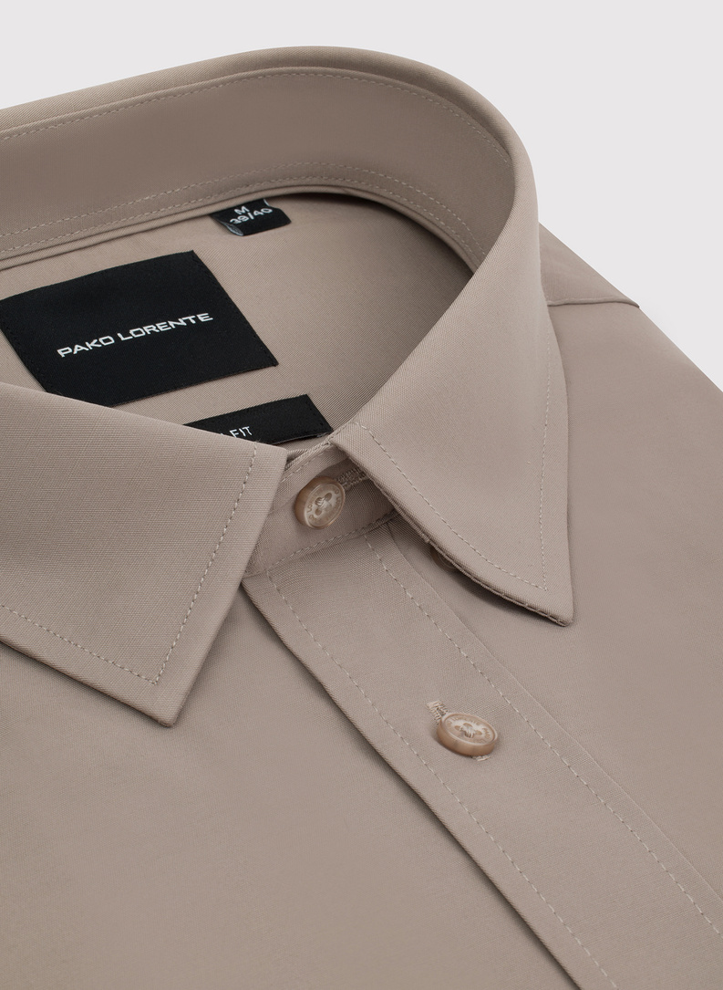 Brązowa koszula męska z wełną