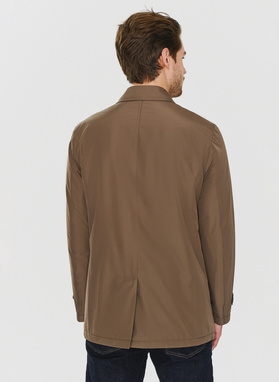 Brązowy przejściowy płaszcz męski