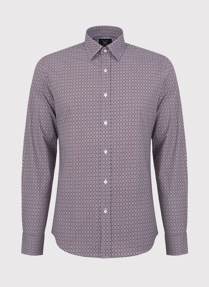 Brązowa wzorzysta koszula męska 