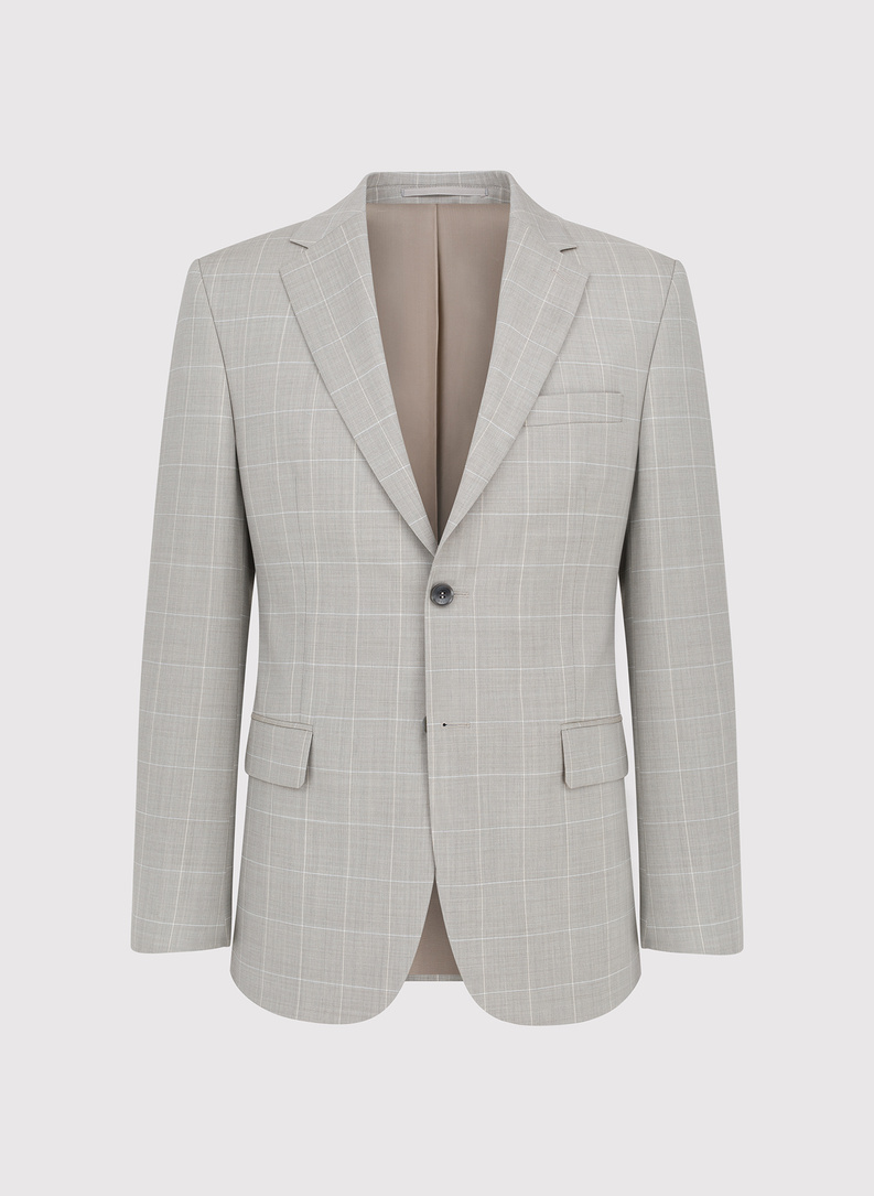 Wełniana marynarka garniturowa w kratkę