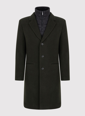 Wełniany płaszcz męski w kolorze zielonym