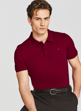 Bordowe bawełniane polo męskie