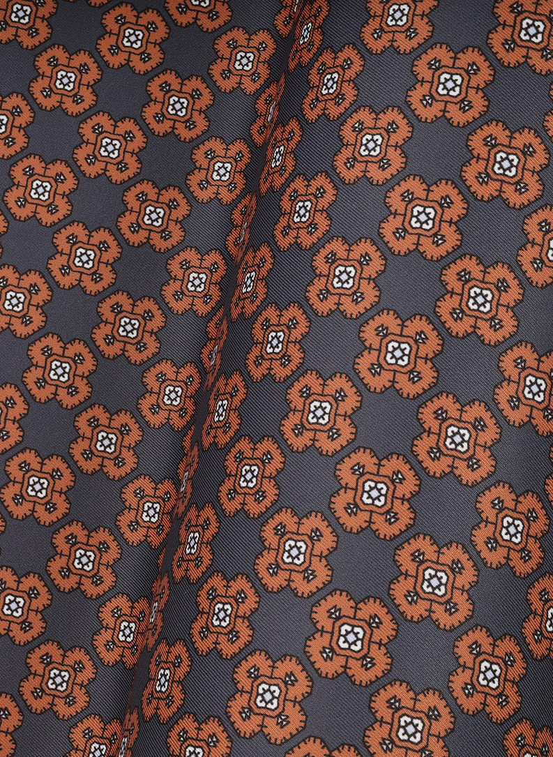 Ciemnoszara poszetka męska ze wzorem