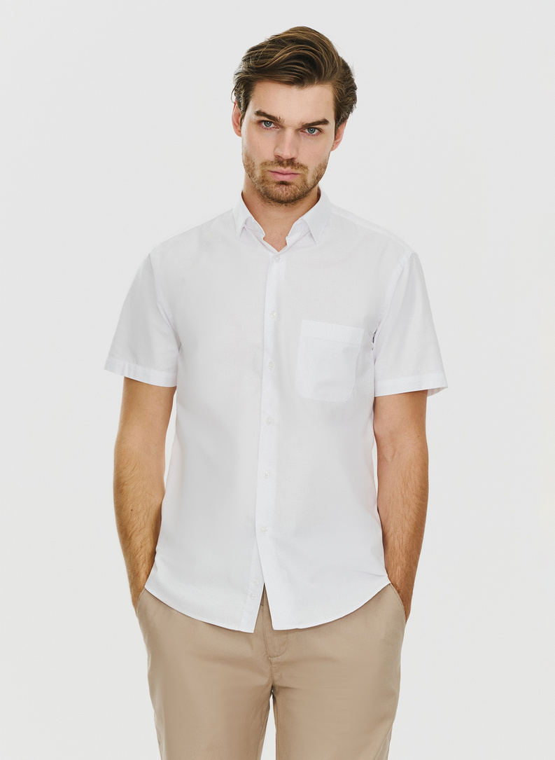 Biała koszula męska z krótkim rękawem