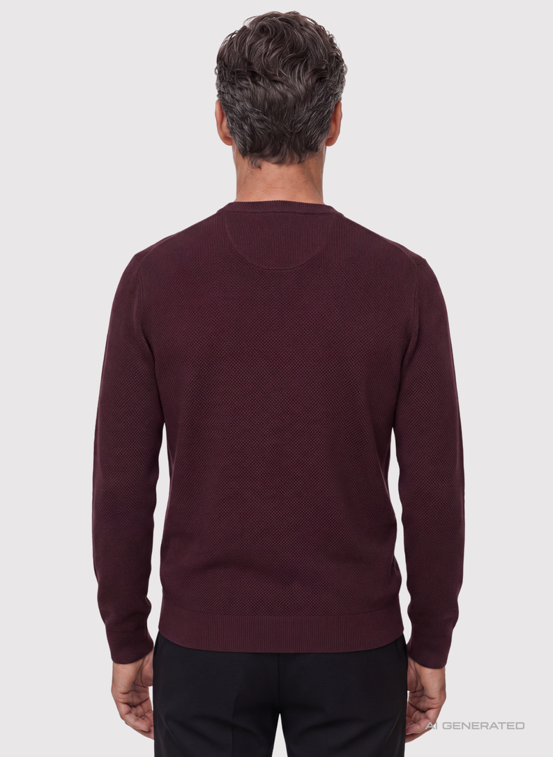 Śliwkowy sweter męski o-neck