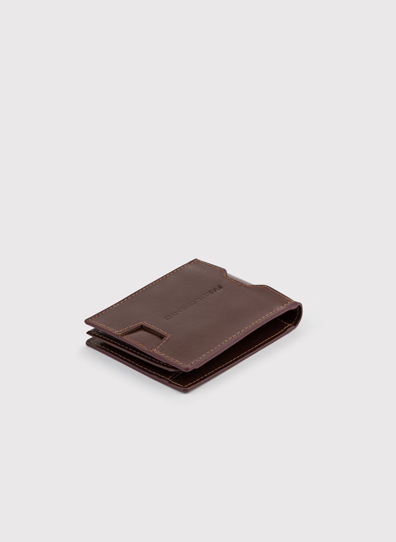 Brązowy skórzany portfel męski z klipsem na banknoty 