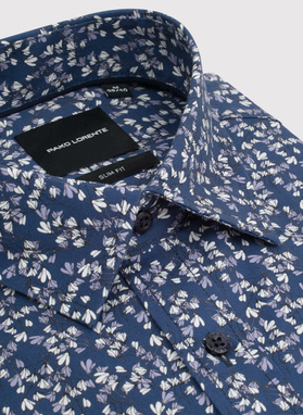 Granatowa koszula męska w kwiaty