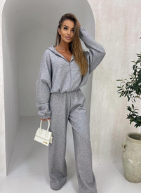 Szary gładki komplet damski z wełną