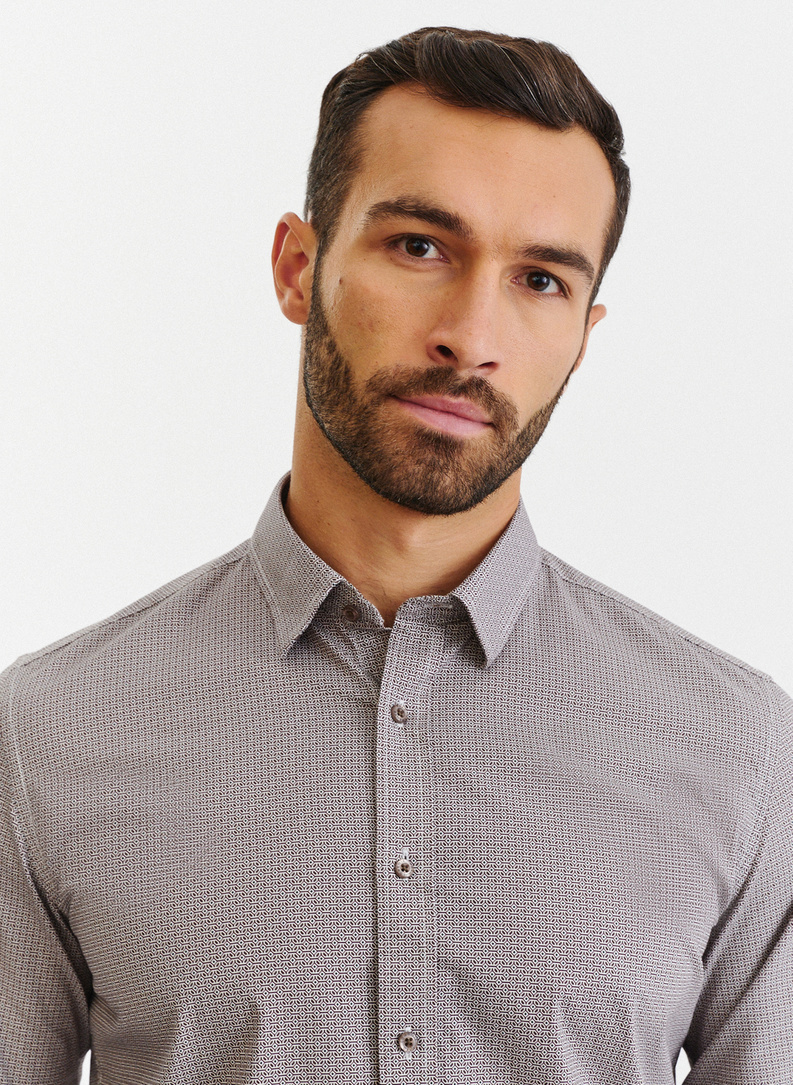 Brązowa koszula męska w mikrowzór 