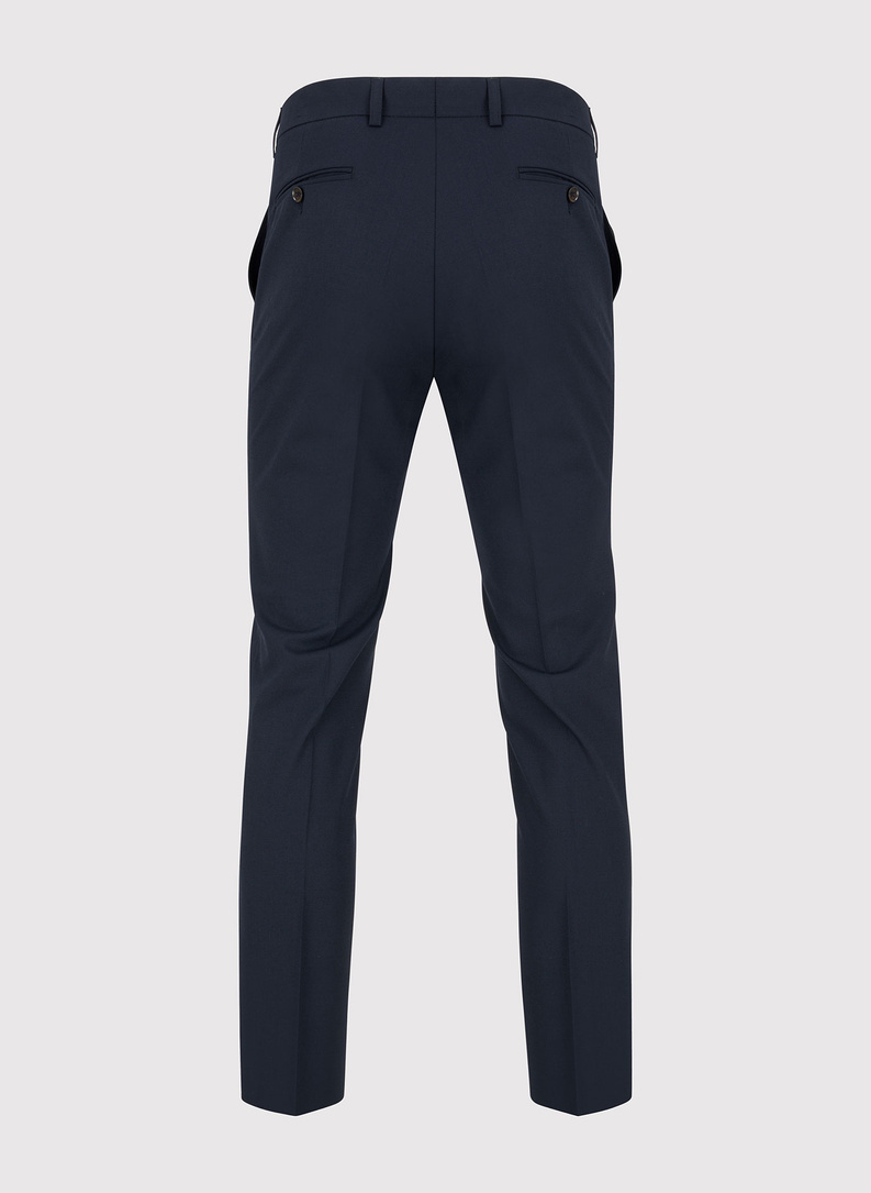 Gładkie granatowe spodnie garniturowe