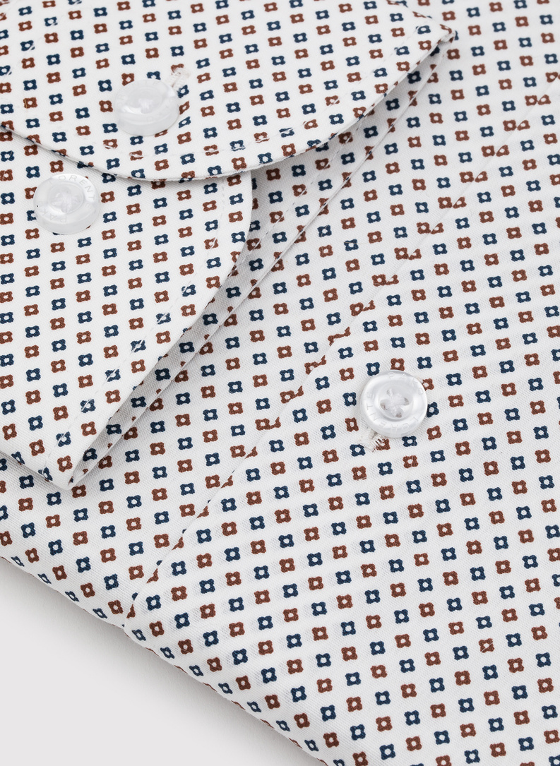 Biała koszula męska w mikrowzór