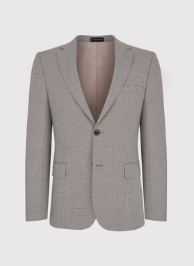 Brązowa marynarka garniturowa w kratkę