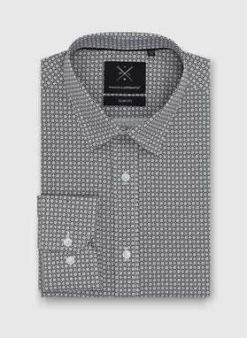 Ciemna koszula męska w geometryczny wzór