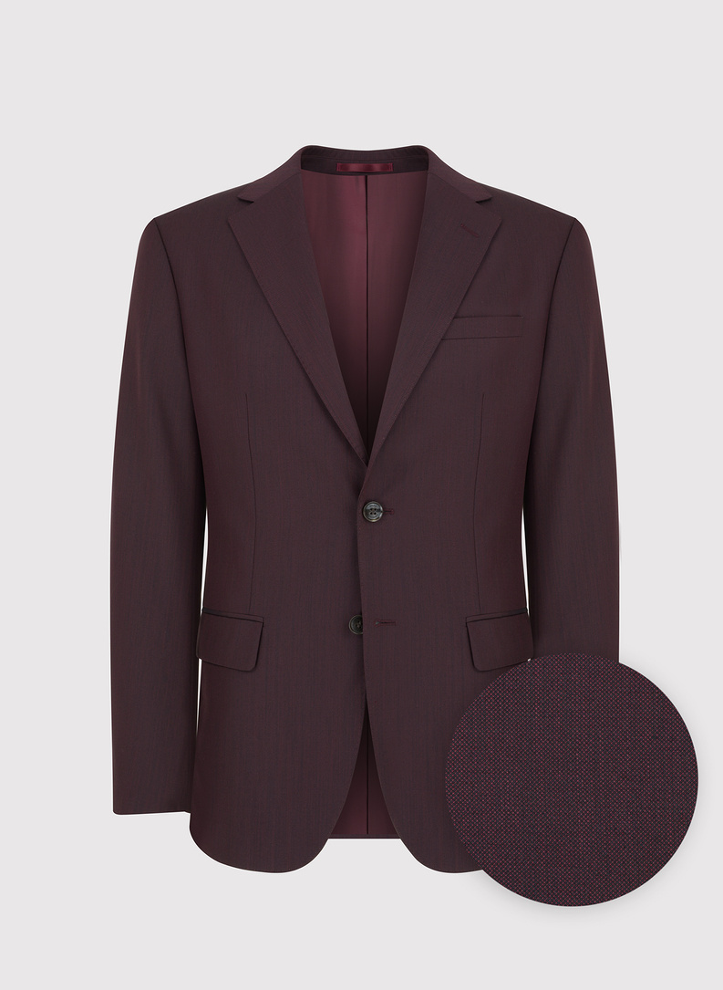 Dwuczęściowy gładki garnitur męski w kolorze burgundowym