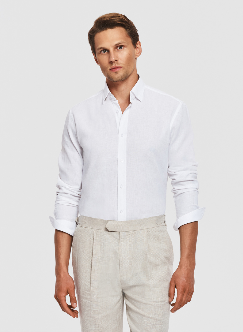 Biała koszula z lnem