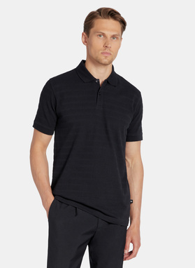 Granatowe bawełniane polo w prążki