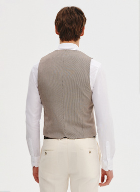 Dwurzędowa kamizelka męska w drobną kratę