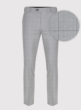 Szary wełniany garnitur męski w kratkę