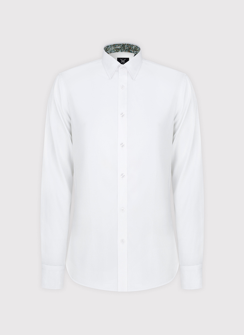 Biała koszula męska z kontrastowym wykończeniem