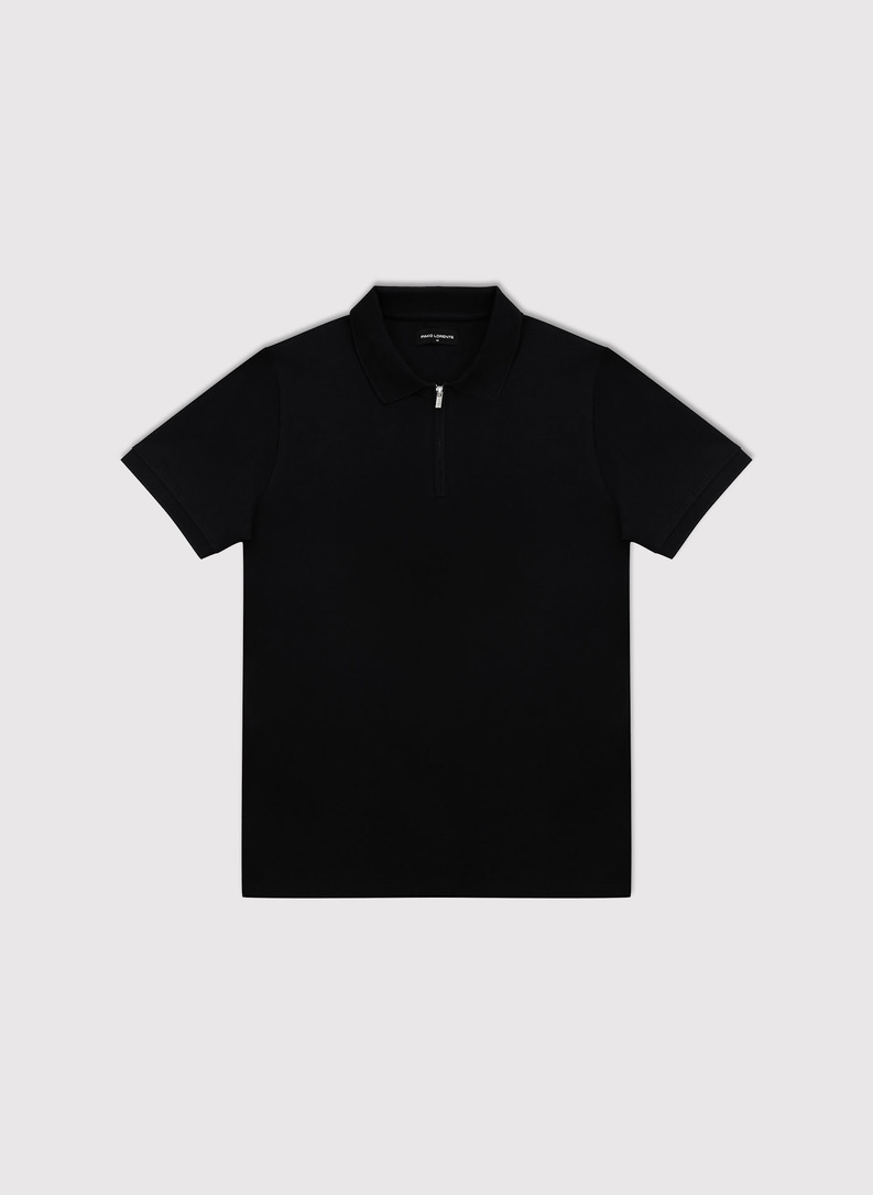 Czarne polo z bawełny merceryzowanej