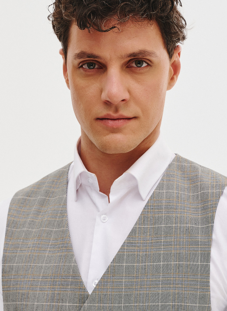 Dwurzędowa kamizelka w kratę