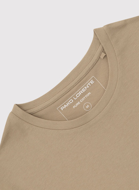 Beżowy bawełniany t-shirt męski