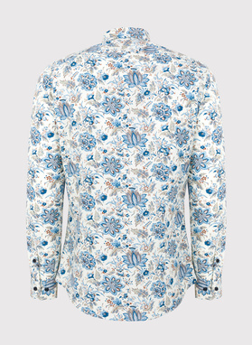 Beżowa koszula męska w kwiatowy print