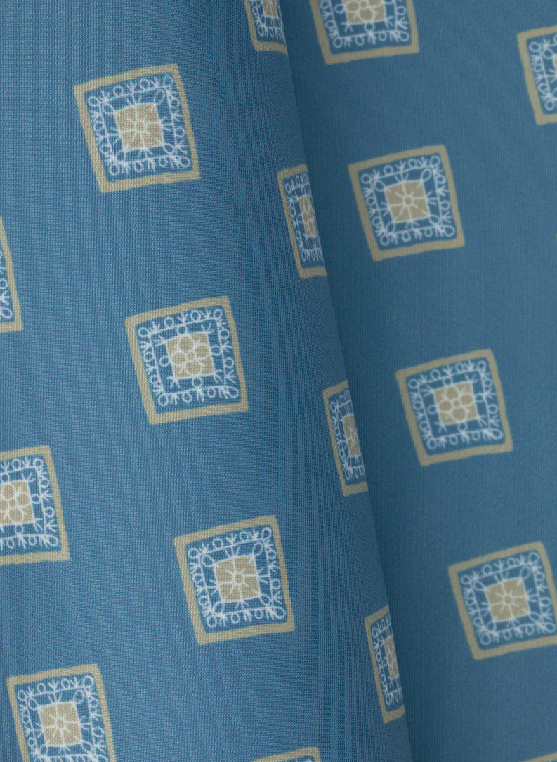 Niebieska poszetka męska ze wzorem na całej powierzchni