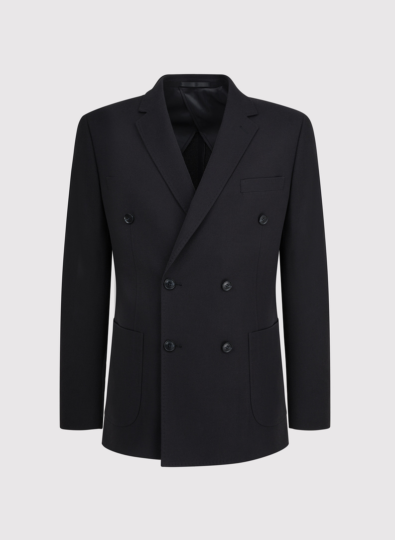 Czarna dwurzędowa marynarka męska